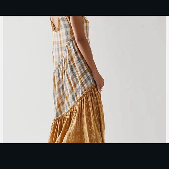FREE PEOPLE No Stress Midi Dress Plaid Mixed Print Sz Sm - Picture 3 of 8
